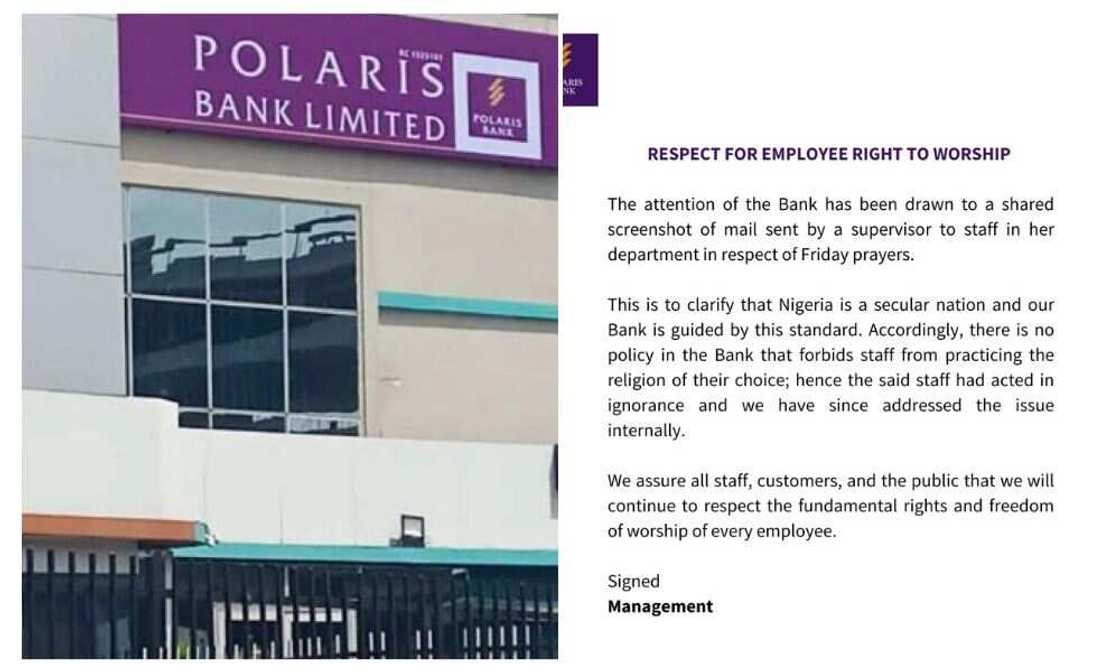 Polaris Bank, Customers, email, Muslims, Prayers