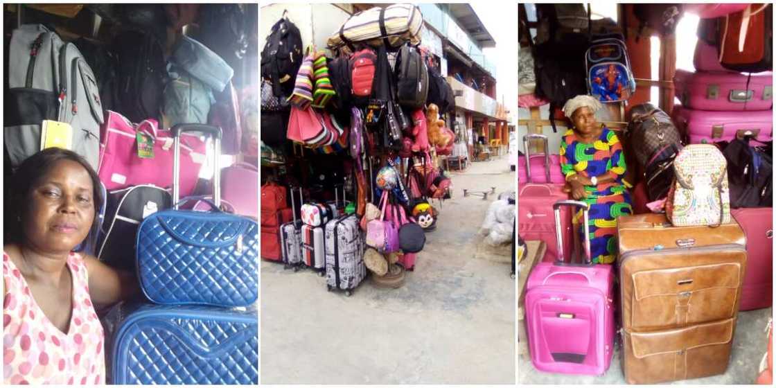 Nigerian lady shows off her mum's bags and shoes business without shame, begs for customers, many react Nigerian lady shows off her mum's bags and shoes business without shame, begs for customers, many react