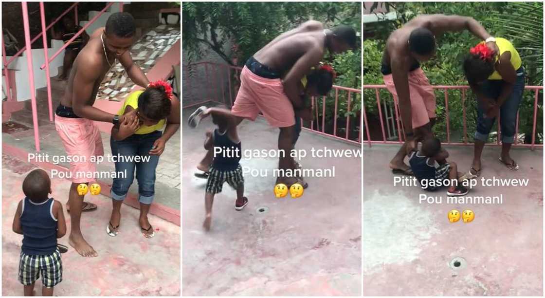Photos of a boy defending his mother from his dad. Photos of a boy defending his mother from his dad.
