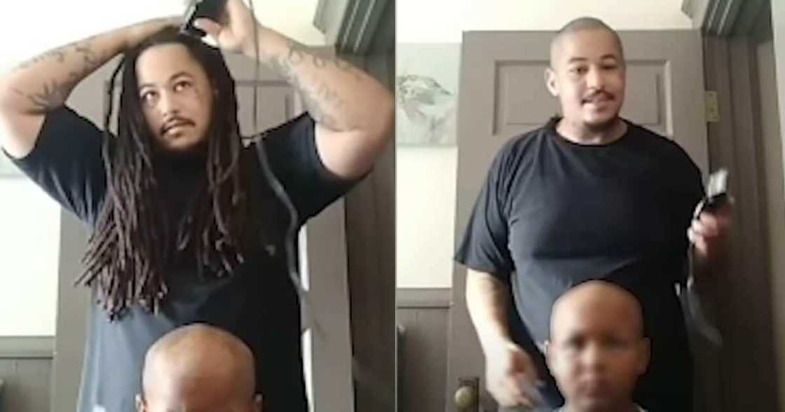 Rayshawn Mims shaved his dreadlocks to support his son. Rayshawn Mims shaved his dreadlocks to support his son.