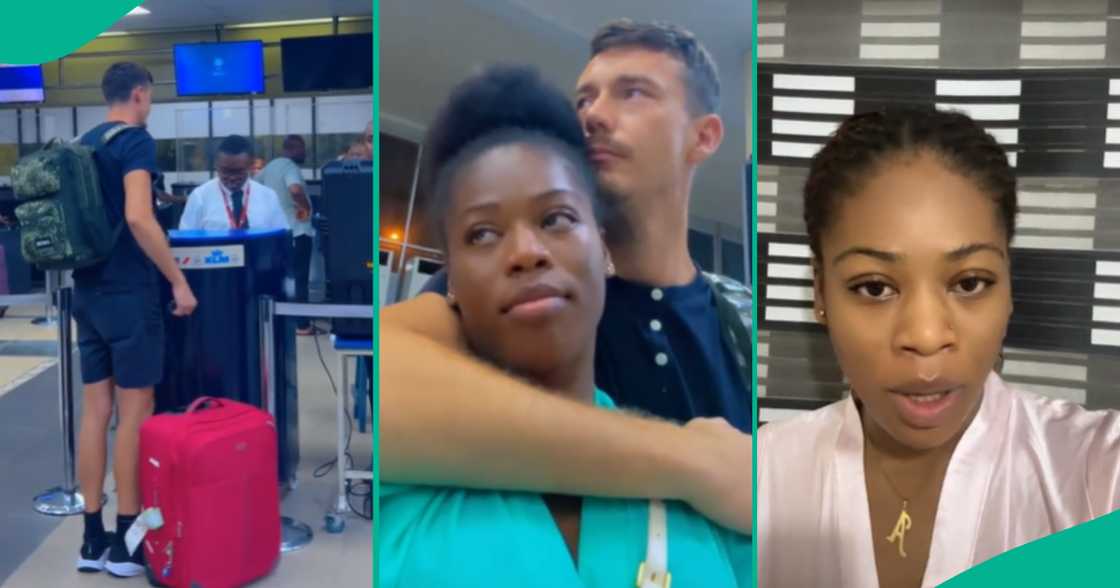 Lady Emotional as her Oyinbo lover returns to Sweden after Visiting Her in Nigeria Lady Emotional as her Oyinbo lover returns to Sweden after Visiting Her in Nigeria