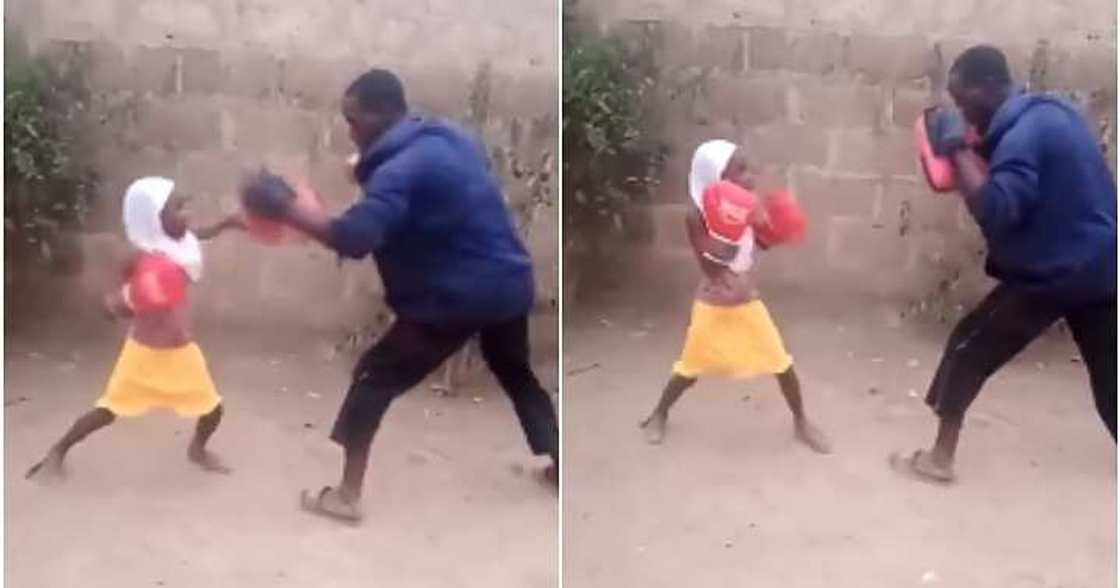 Little girl, boxing, skills Little girl, boxing, skills