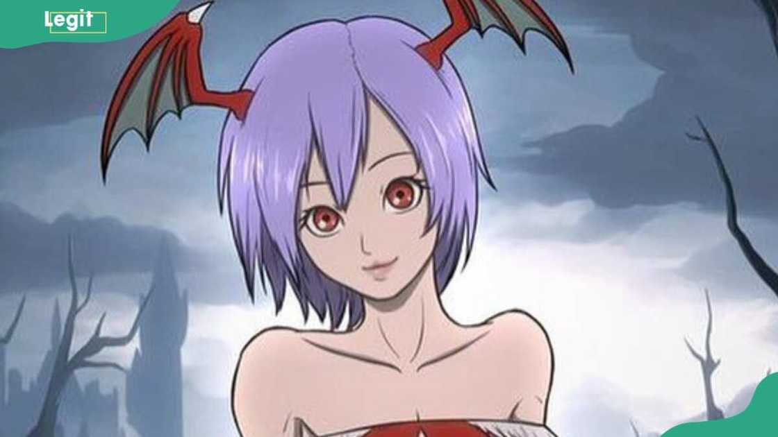 Lilith Aensland with a red off-shoulder top Lilith Aensland with a red off-shoulder top