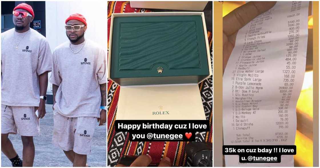 Davido gifts cousin Tunegee Rolex on 30th birthday. Davido gifts cousin Tunegee Rolex on 30th birthday.