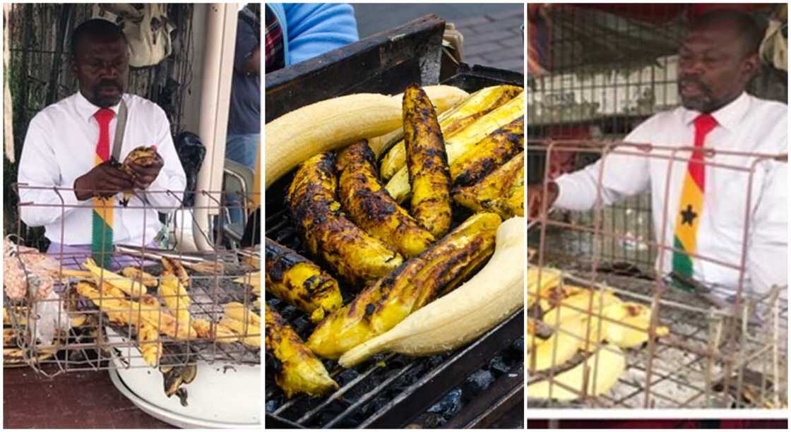 Photos of Patrick Fosu, photos of a Ghanaian man who sells plantain.