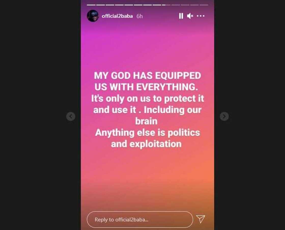 Any human claiming to fight for God is downgrading Him: 2baba says Any human claiming to fight for God is downgrading Him: 2baba says