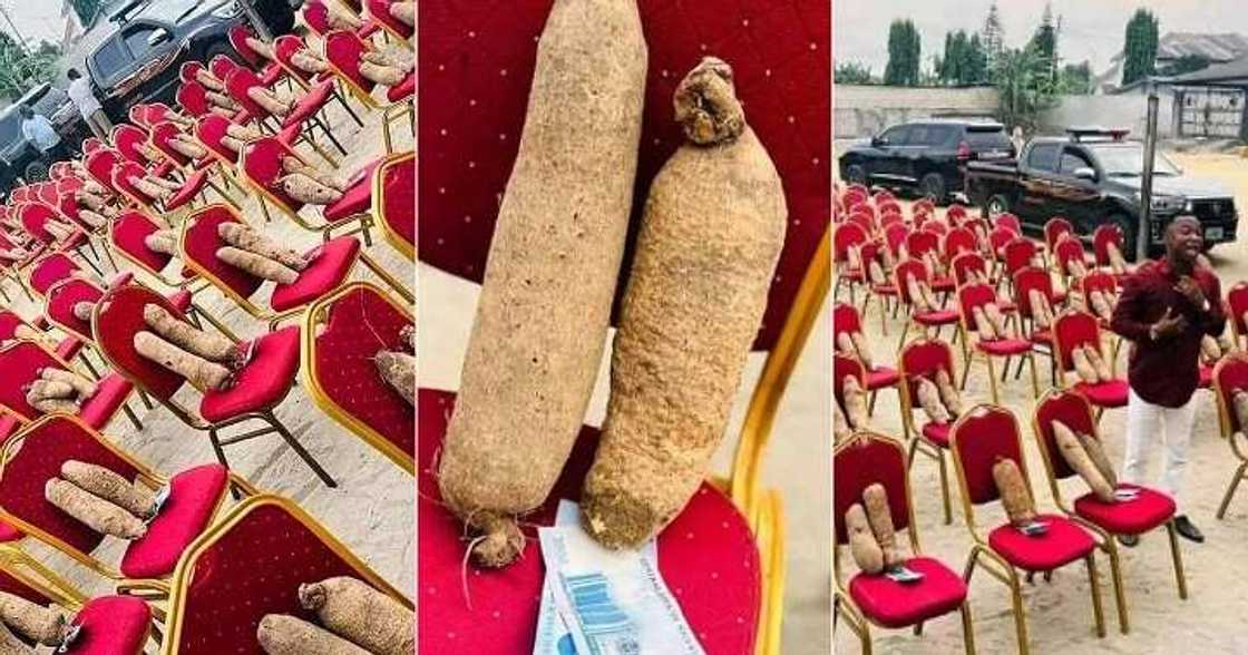 Guests receive tubers of yam, new naira notes Guests receive tubers of yam, new naira notes