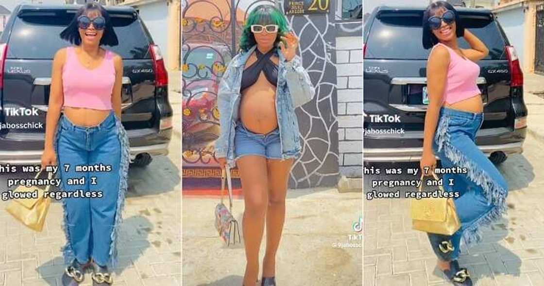 Pregnant woman flaunts baby bump