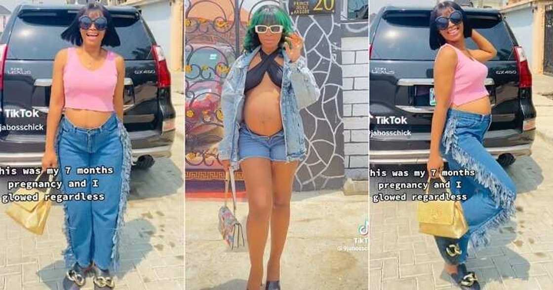 Pregnant woman flaunts baby bump Pregnant woman flaunts baby bump