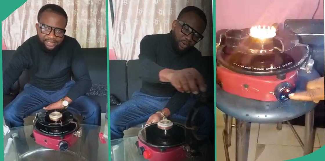 Nigerian man who produced cooker that uses PMS and water. Nigerian man who produced cooker that uses PMS and water.