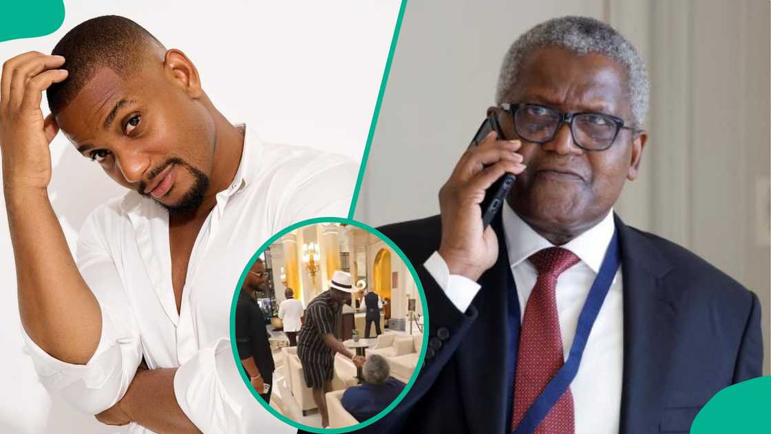 Alexx Ekubo spotted with Dangote, Otedola