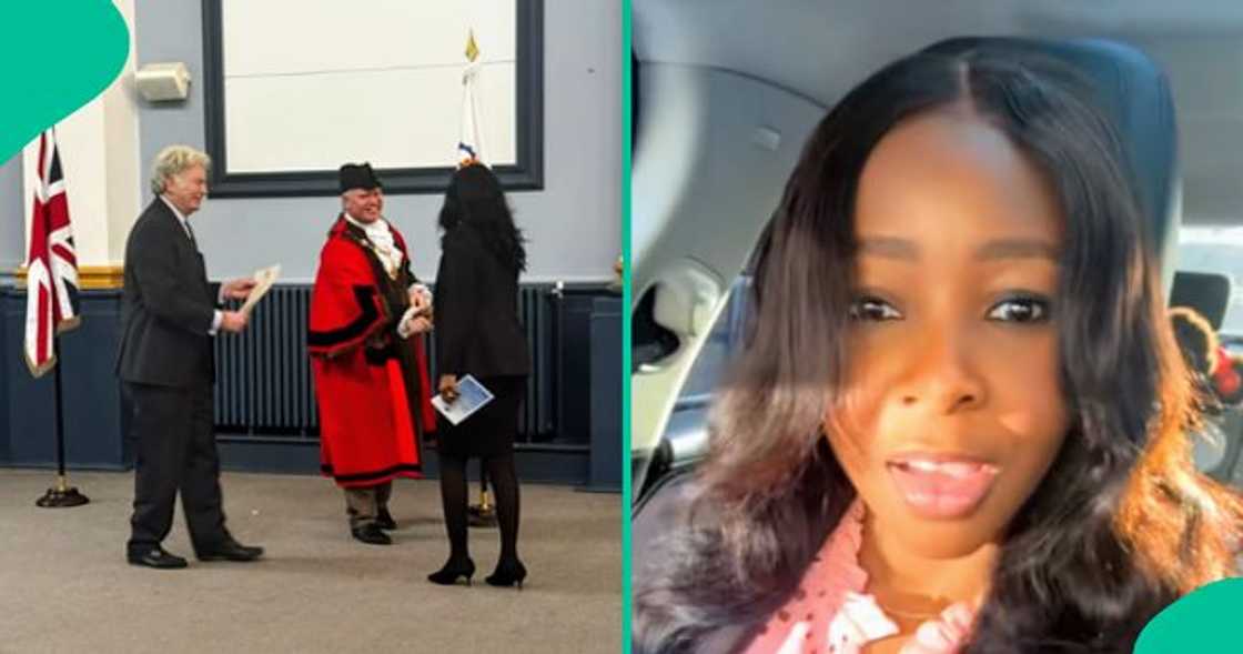 Nigerian lady becomes UK citizen, Nafisat Gbadamosi UK naturalisation, TikTok reacts UK citizenship, Nigerian celebrates British citizenship milestone, five-year UK immigration journey, social media congratulates new UK citizen.