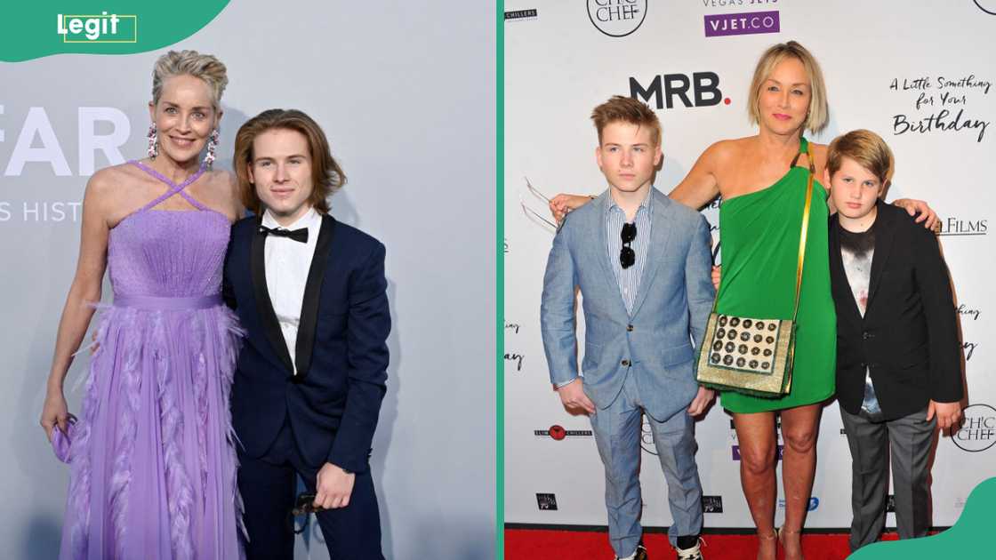 Sharon Stone and her son Roan Joseph Bronstein (L). Sharon Stone and her sons, Roan Joseph Bronstein and Laird Vonne Stone (R). Sharon Stone and her son Roan Joseph Bronstein (L). Sharon Stone and her sons, Roan Joseph Bronstein and Laird Vonne Stone (R).