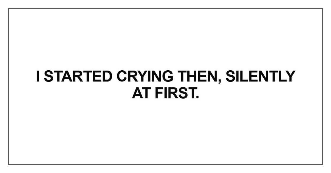 I started crying then, silently at first