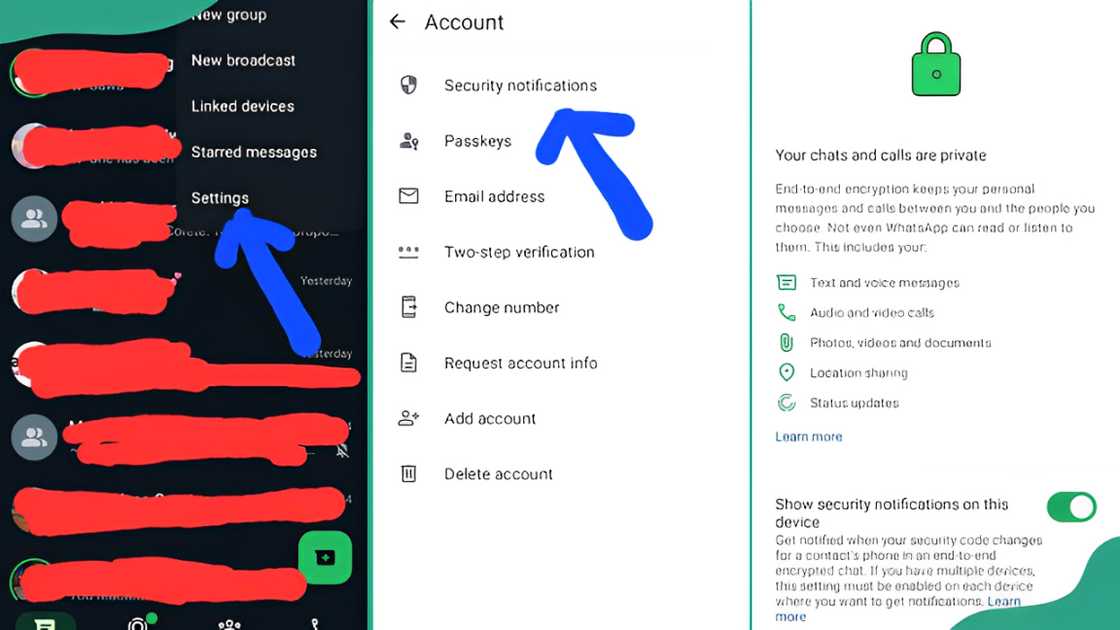 Process of enabling security notifications Process of enabling security notifications