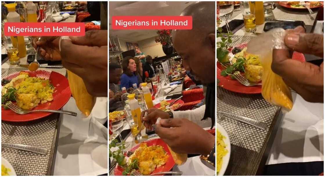 Photos of when some Nigerians sprinkled pepper in their food in Holland. Photos of when some Nigerians sprinkled pepper in their food in Holland.