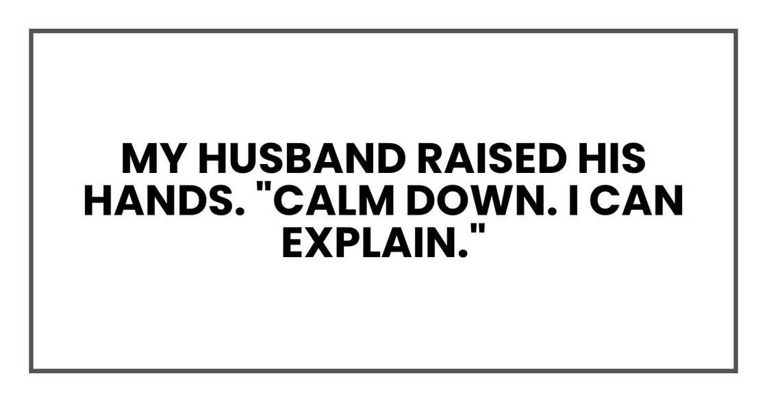 My husband raised his hands. "Calm down. I can explain."