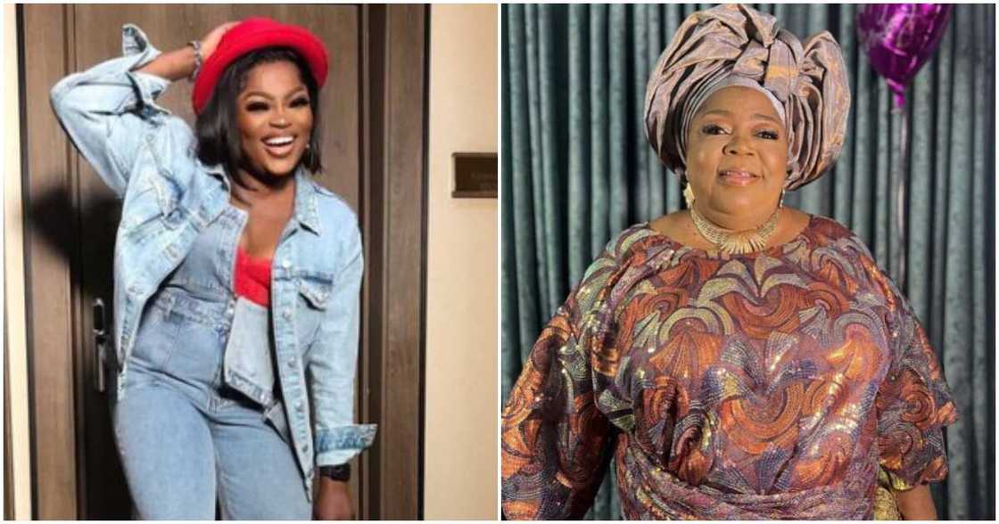 Actress Funke Akindele and her mum