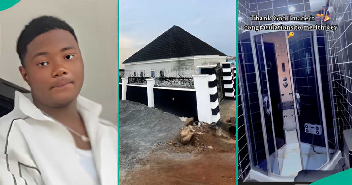 A young Nigerian man is trending for proudly flaunting the luxury interior of his massive new bungalow