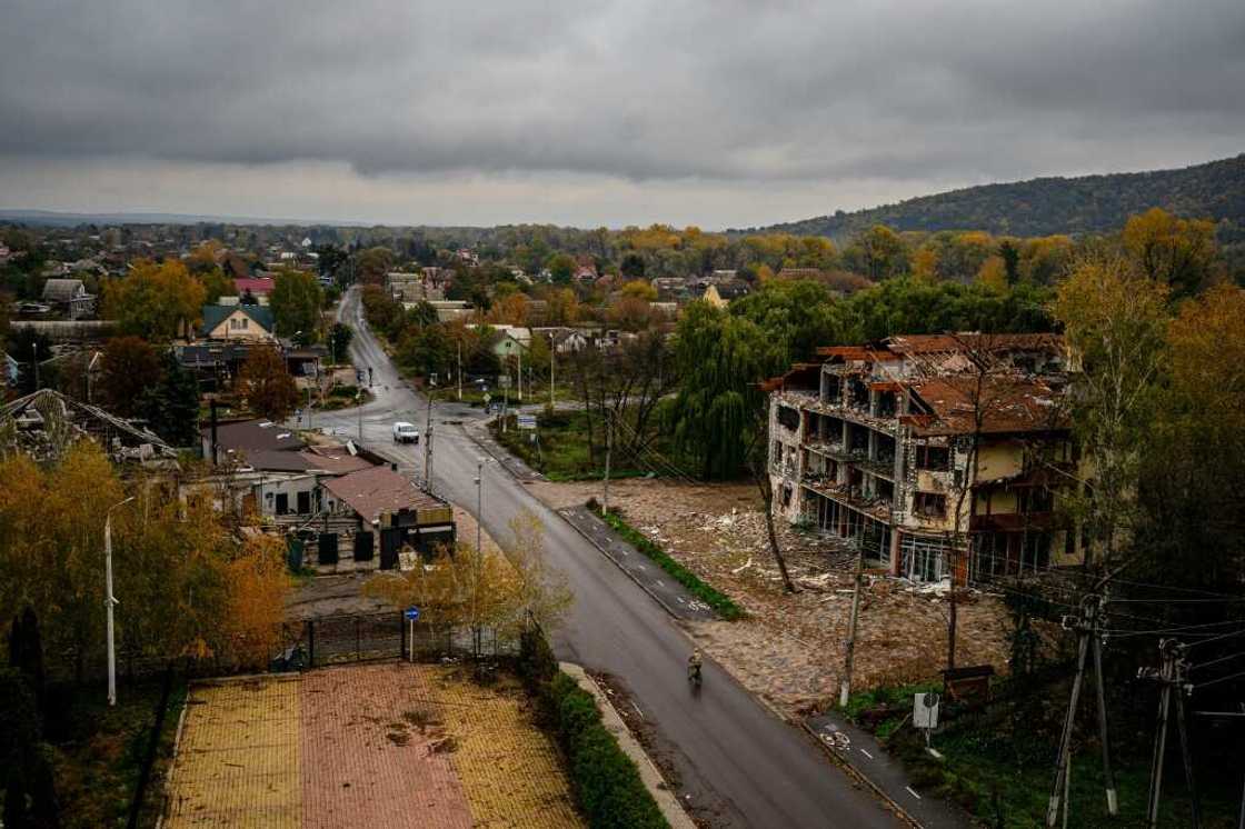The town was recaptured by Ukrainian troops in September The town was recaptured by Ukrainian troops in September