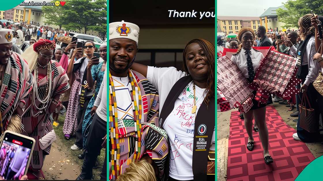 A traditional ruler and his wife storm UNIPORT for their daughter’s sign-out day and turn it into a royal carnival.