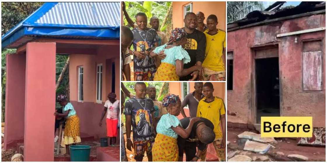 Harrison Gwamnishu, widow, rebuilt house, Delta Harrison Gwamnishu, widow, rebuilt house, Delta