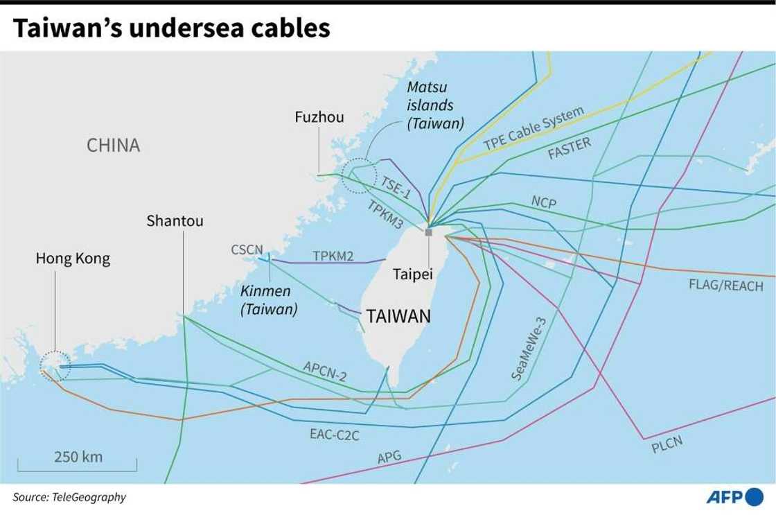 The vulnerability of Taiwan's communications was highlighted after two undersea telecoms cables connecting the tiny Matsu archipelago were cut in February