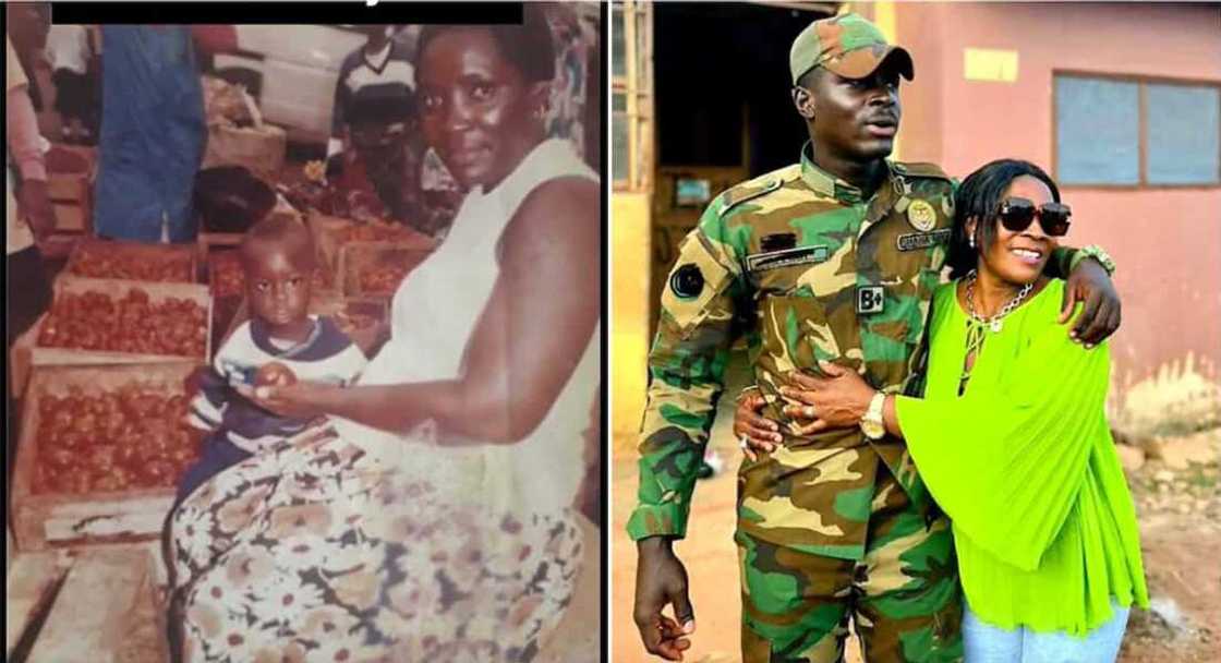 Photos of a soldier and his mother. Photos of a soldier and his mother.