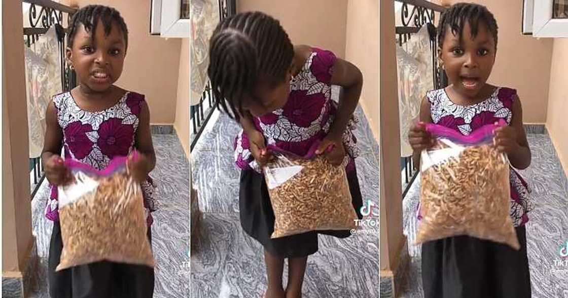 Little girl markets her mother's crayfish, little smart girl