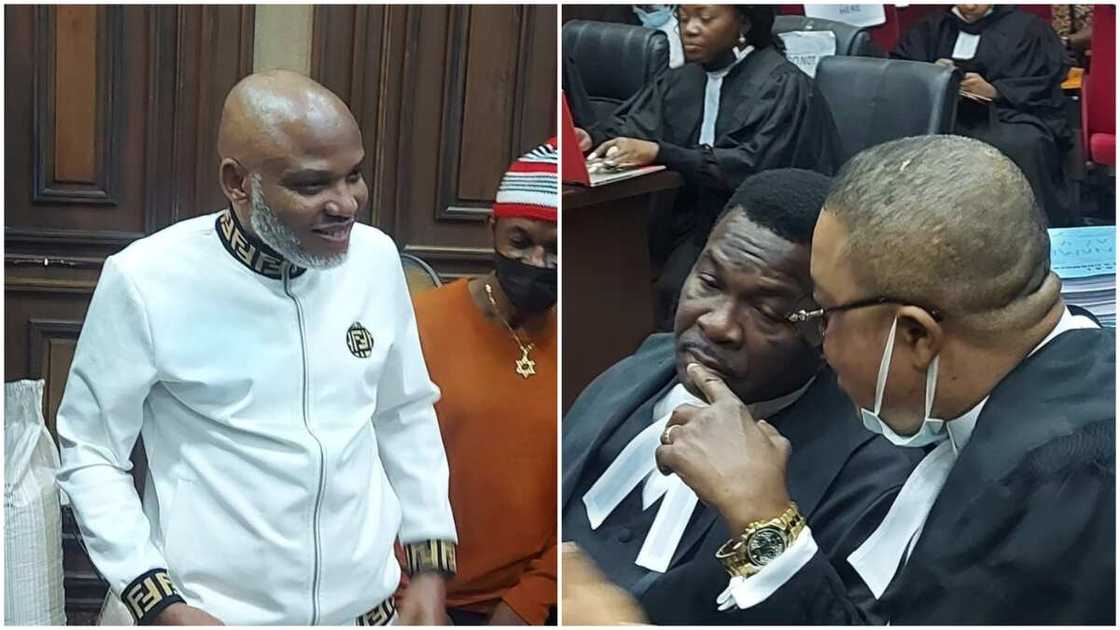 FG's Lawyer Says Nnamdi Kanu Denies Being an IPOB Member in Court FG's Lawyer Says Nnamdi Kanu Denies Being an IPOB Member in Court