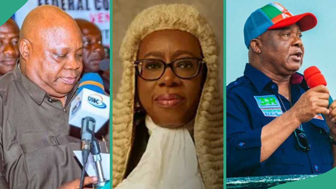 Justice Kudirat Kekere-Ekun has delivered verdict on the governorship election tussle in Osun, Rivers and Imo. Justice Kudirat Kekere-Ekun has delivered verdict on the governorship election tussle in Osun, Rivers and Imo.