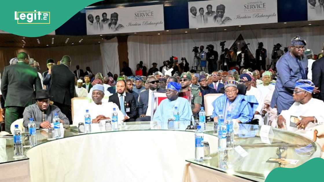 Former presidents at the book launch of former military President ibrahim Babangida. President Bola Tinubu was in attendance Former presidents at the book launch of former military President ibrahim Babangida. President Bola Tinubu was in attendance
