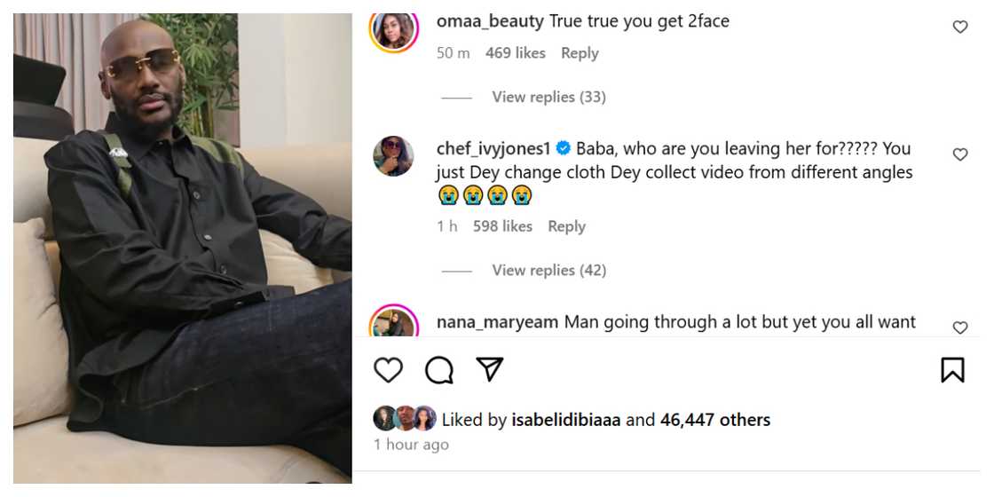 nnie Idibia and 2baba’s daughter reacts online to their marriage separation announcement