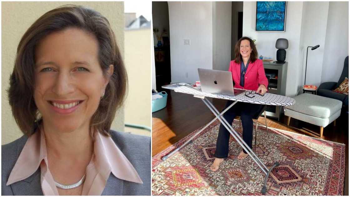 Woman turns ironing board into work desk for her home office, shares photo Woman turns ironing board into work desk for her home office, shares photo