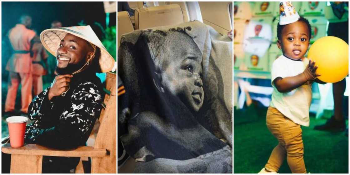 Singer Davido Shares Photo of Customized Blanket with Ifeanyi's Face Printed on It Singer Davido Shares Photo of Customized Blanket with Ifeanyi's Face Printed on It
