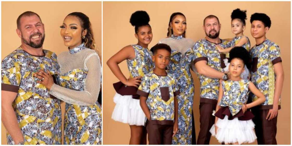 Photos of the biracial family. Photos of the biracial family.