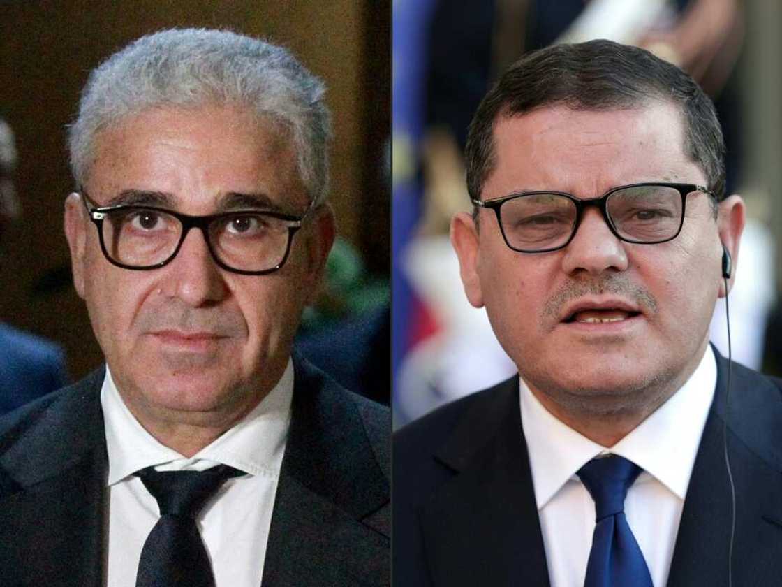 Two men have vied for power: Libyan interim premier Abdulhamid Dbeibah, on the right, and Fathi Bashagha, based in Benghazi Two men have vied for power: Libyan interim premier Abdulhamid Dbeibah, on the right, and Fathi Bashagha, based in Benghazi