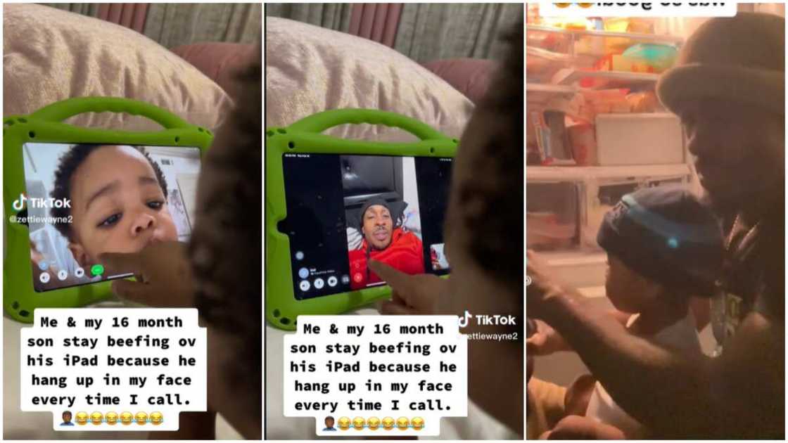 Man and his son/baby hung up on dad. Man and his son/baby hung up on dad.