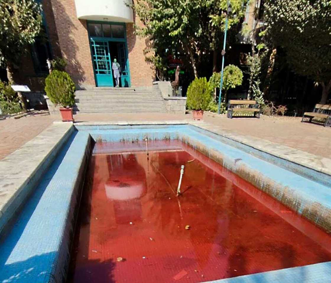 An anonymous artist has turned fountain waters in Tehran red to reflect the bloody crackdown An anonymous artist has turned fountain waters in Tehran red to reflect the bloody crackdown