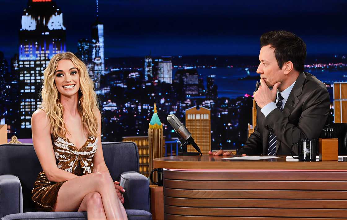 Actress Brianne Howey with Jimmy Fallon on The Tonight Show