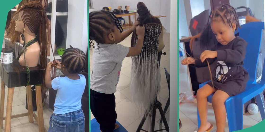 Baby helping her mother at a salon. Baby helping her mother at a salon.