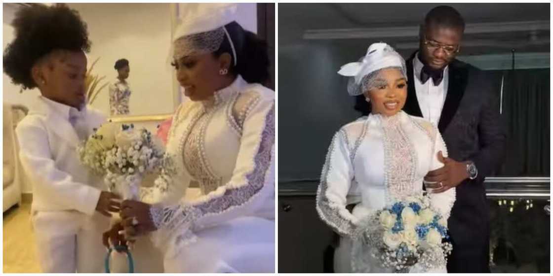 Photos of the couple and bride with her baby. Photos of the couple and bride with her baby.