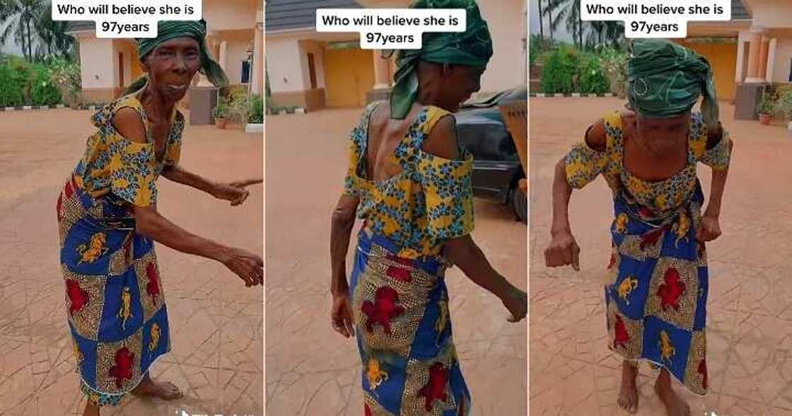 A 97-year-old woman dances energetically in video A 97-year-old woman dances energetically in video