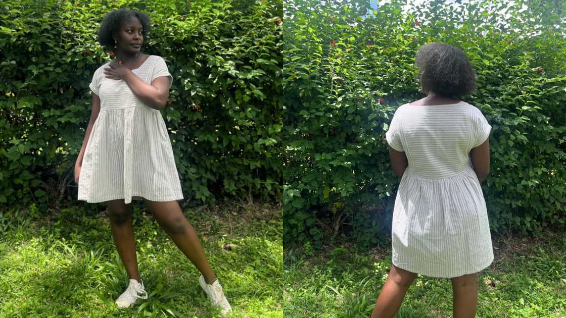 Short dress adorned with playful stripes Short dress adorned with playful stripes