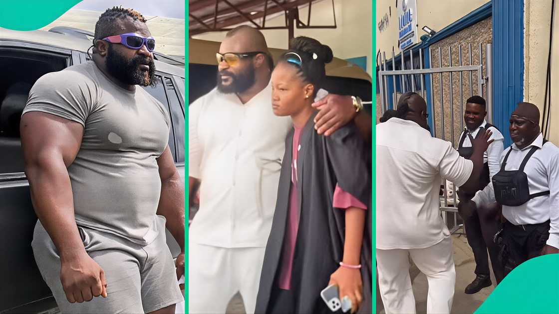 Kizz Daniel's bouncer Kelvin Power captured at his daughter's matriculation. Kizz Daniel's bouncer Kelvin Power captured at his daughter's matriculation.