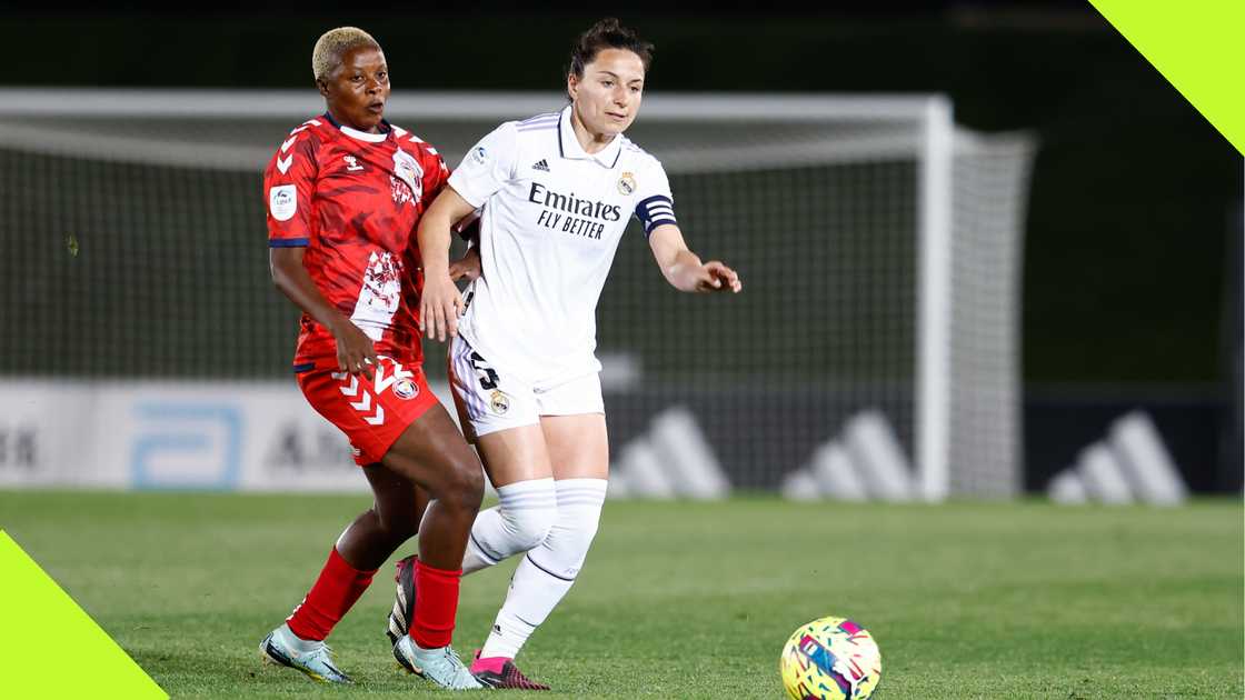 Ngozi Okobi playing for Levante Las Planas against Real Madrid.