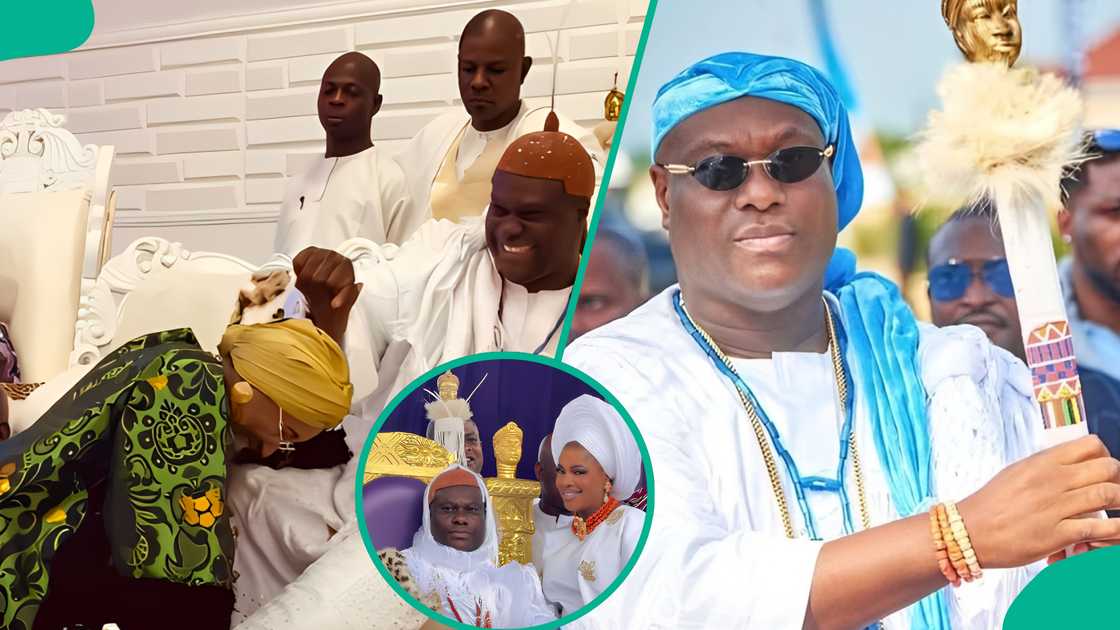 Ooni of Ife and his wife, Olori Ronke's show of love at Olojo Festival trends Ooni of Ife and his wife, Olori Ronke's show of love at Olojo Festival trends