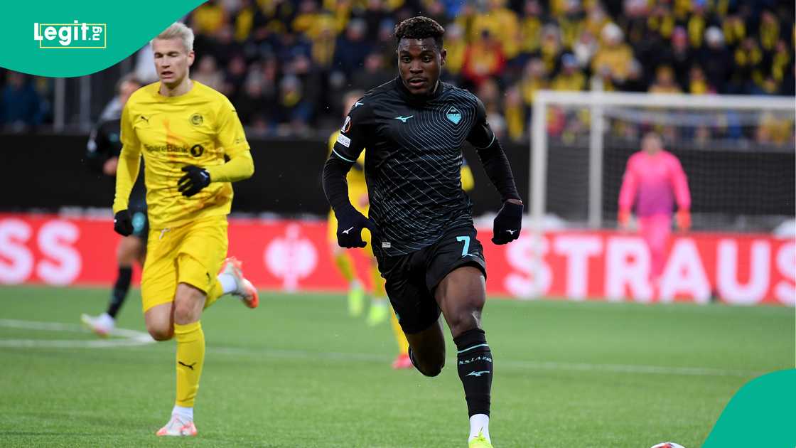 Fisayo Dele-Bashiru, SS Lazio, Bodø Glimt, Aspmyra Stadion, Bodo, Norway, UEFA Europa League. Fisayo Dele-Bashiru, SS Lazio, Bodø Glimt, Aspmyra Stadion, Bodo, Norway, UEFA Europa League.