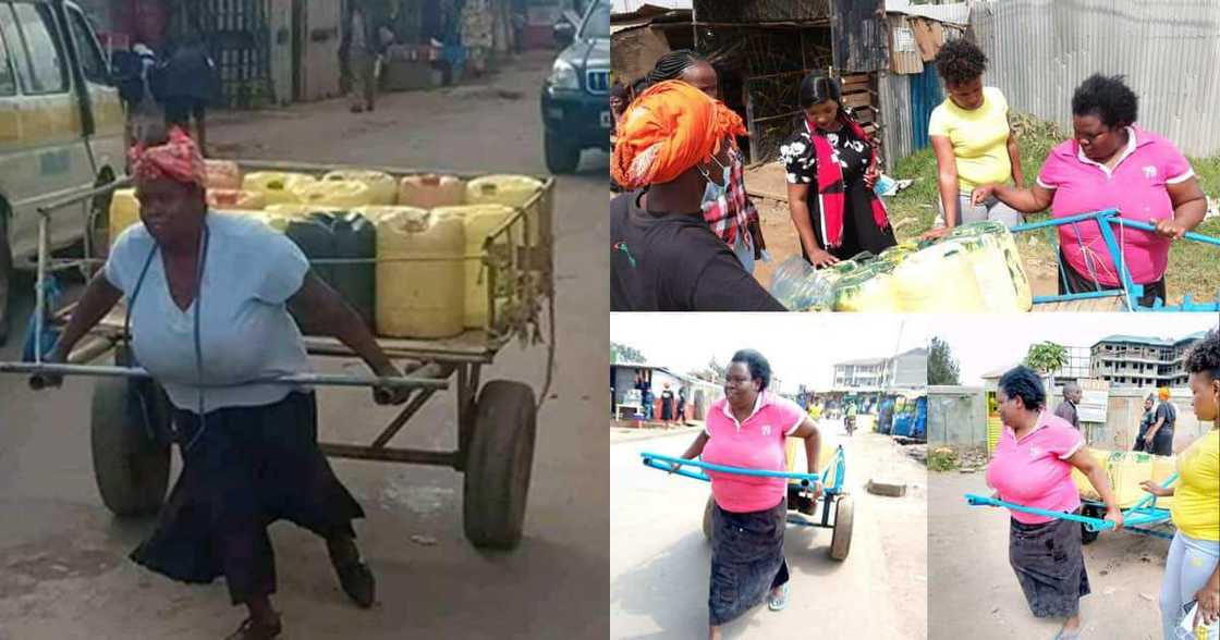 Nairobi woman pushing mkokoteni Nairobi woman pushing mkokoteni