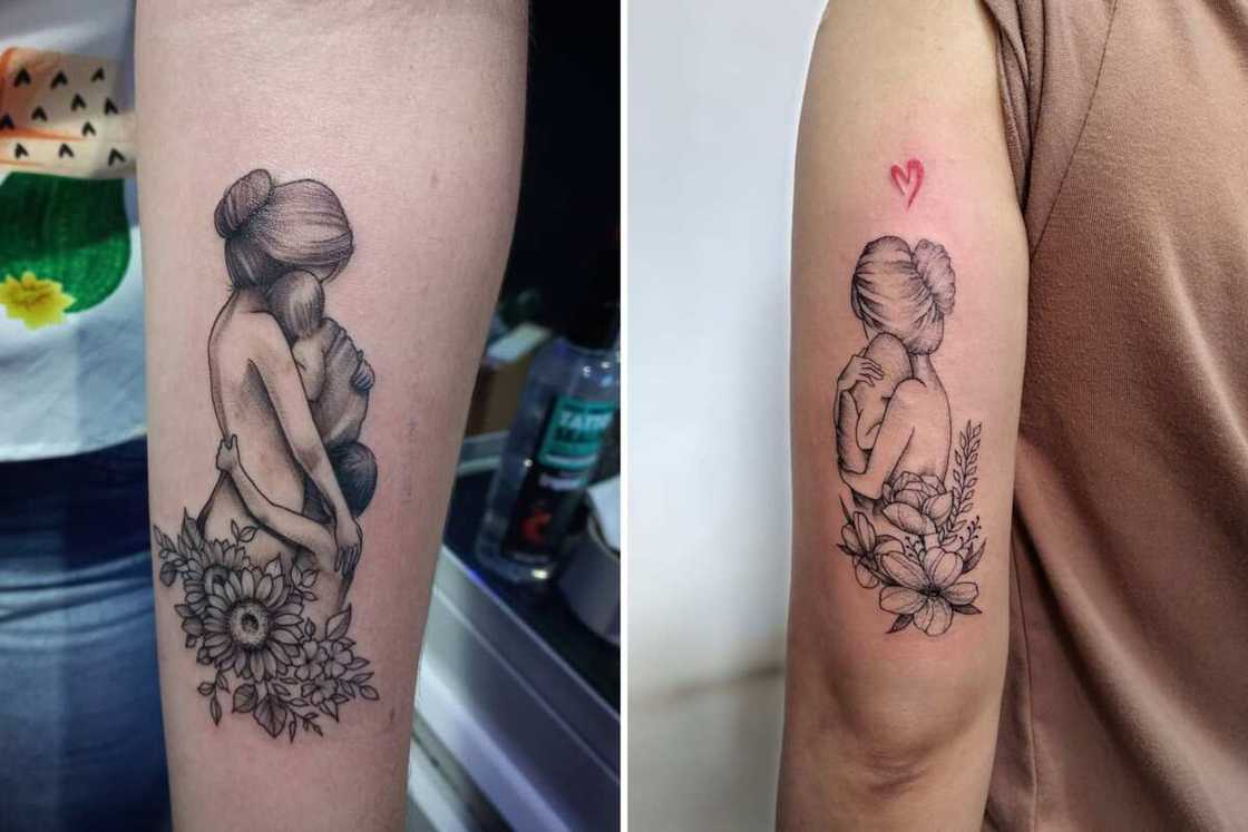 Mom and son matching tattoos